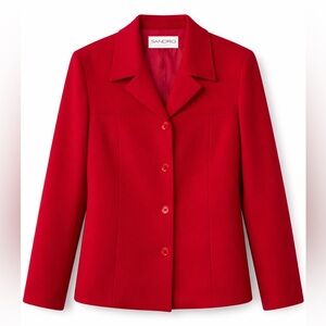 Sandro Paris Blazer – Wool Tailored French Designer Red – Size XL – Quiet Luxury
